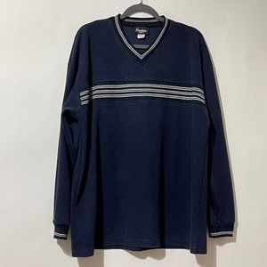 Ranchero men's sz 2XL navy striped made in USA vintage lg sleeve v neck sweater